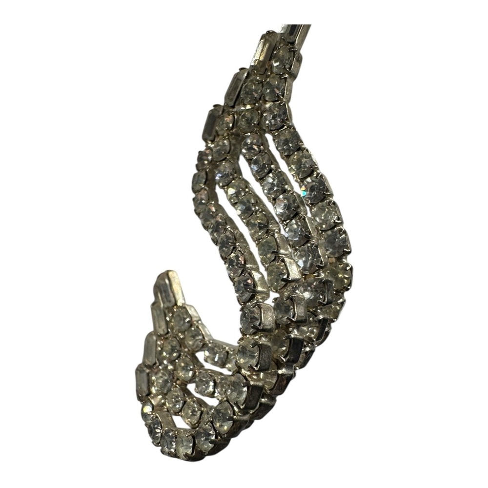 Vintage Art Deco Revival Wing Twist Earrings Old Hollywood Glam Rhinestone Posts - Picture 10 of 15